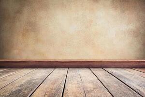 Wood floor and wall in an empty room photo