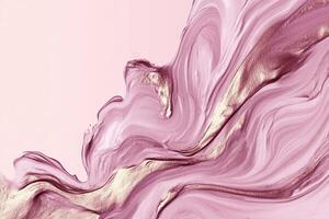 A pink and gold liquid flowing on a pink background photo