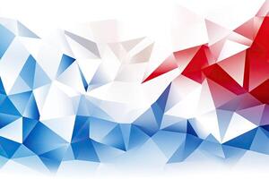 A red, white and blue abstract background with triangles photo