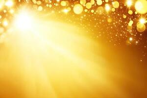 Golden christmas background with stars and light photo