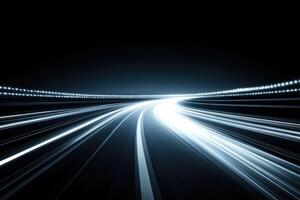 A long highway with light trails photo