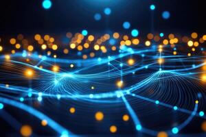 A glowing network of lights and dots photo