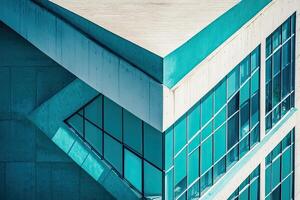 A blue building with a window photo
