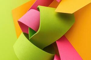 Colorful paper cutouts on a green background photo