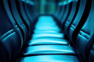 A row of seats in a train photo