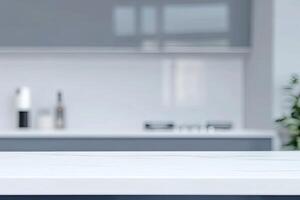 A white kitchen counter with a white sink photo