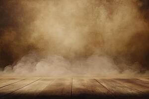 An empty room with smoke coming out of the walls photo