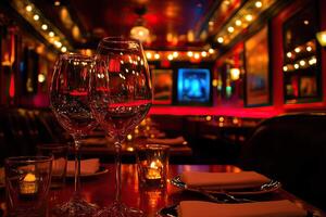 A table with two wine glasses photo