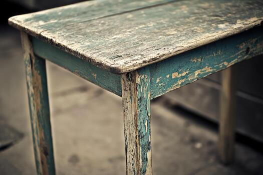 A table with a worn paint job photo