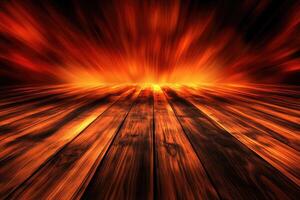A wooden floor with fire and smoke photo
