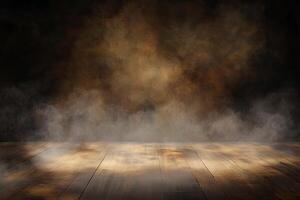 An empty room with smoke coming out of the floor photo