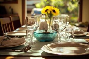 Table is set for dinner photo