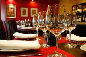 Wine glasses on the table photo