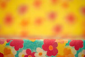 A flowery tablecloth photo