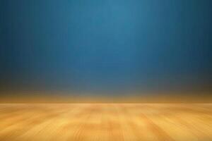 Wood floor with blue background photo