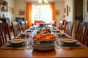 A table set for a thanksgiving dinner photo