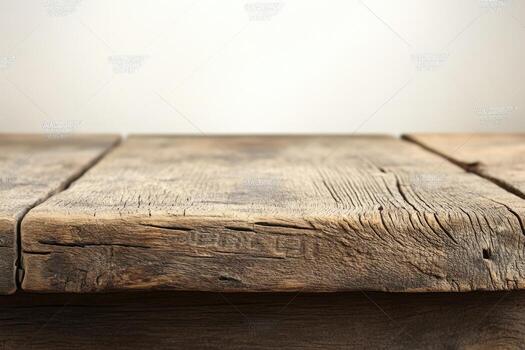 Old wooden table with white background photo
