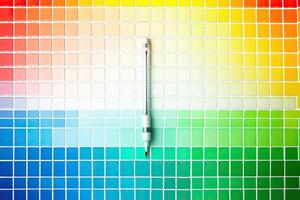 A paint sample with a paint brush on it photo