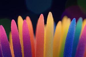 A close up of a bunch of colorful sticks photo
