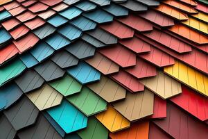 Colorful roof tiles with a geometric pattern photo