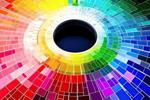 Colorful color wheel with a black hole in the center photo