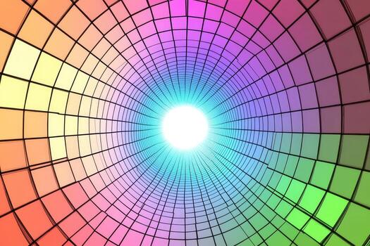 un vistoso túnel con un brillante ligero en el centrar foto