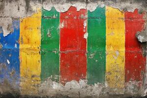 A painted wall with a colorful background photo