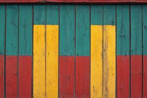 A red, green and yellow painted wall photo