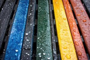 Raindrops on the bench photo