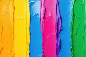 Colorful paint on a wall with a rainbow stripe photo