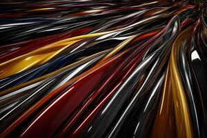 A bunch of colorful, shiny, metallic lines photo