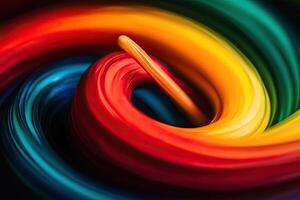 A colorful swirl of paint on a black background photo