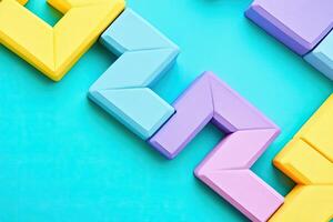 Colorful blocks on a blue background photo