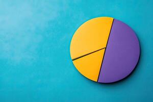 A pie chart on a blue background photo