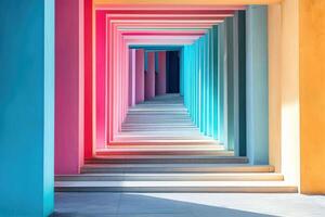 Colorful stairway in a colorful building photo