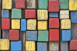Colorful wooden blocks with different colors photo