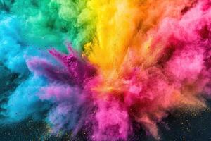 Colorful powder explosion on black background photo