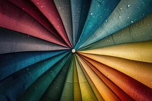 Colorful umbrella with water drops photo