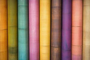Colorful bamboo stalks with different colors photo