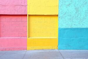 Colorful wall with three windows photo