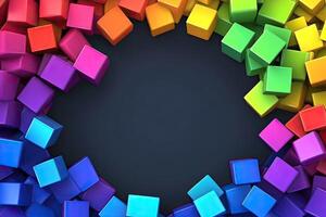 Colorful cubes on black background photo