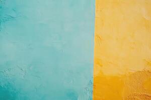 Colorful wall with yellow and blue paint photo
