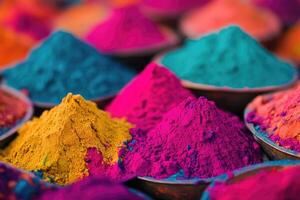 Colorful powder in bowls photo