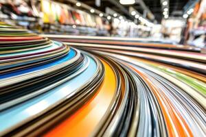 Colorful paint rollers in a store photo