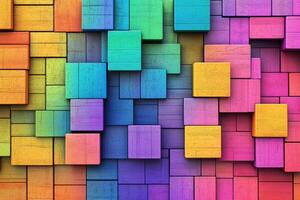 Colorful blocks of wood with different colors photo