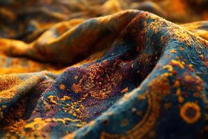A close up of a colorful fabric photo