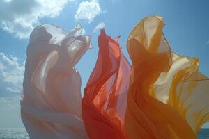 A group of colorful fabric photo