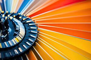 A close up of a colorful umbrella photo