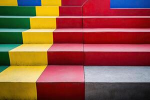 A man sitting on a skateboard on a set of stairs photo