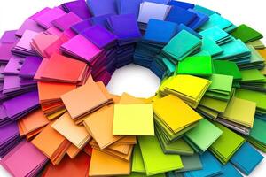 A circular arrangement of colorful paper photo